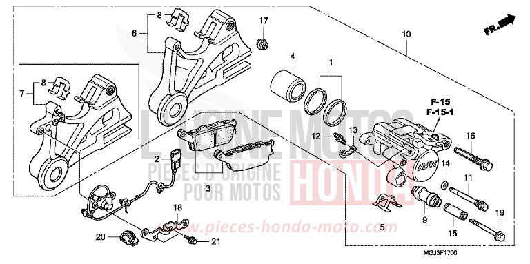 ETRIER DE FREIN ARRIERE de CBF1000F ABS PEARL AMBER YELLOW (Y200) de 2010